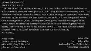 DDay 78: C-47 Memorial Garden Ceremony