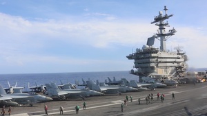Ships sail in formation during Valiant Shield 2022