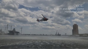 Crewmembers from Coast Guard Station Portsmouth perform a SAR demo at Harborfest in Norfolk, Virginia