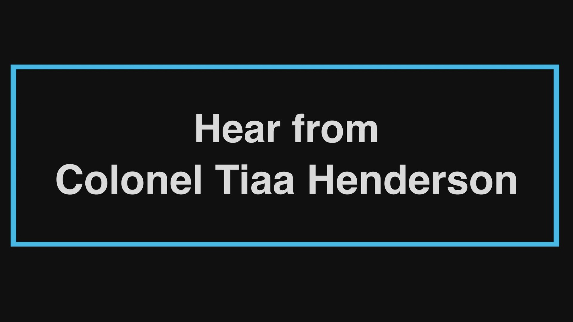 This spot was created to tease and generate interest in Col. Tiaa Henderson&#39;s, Director of Manpower, Personnel, and Services, full length interview where she discusses her priories and vision for Airmen and how A1 falls into the larger overall mission of ACC.