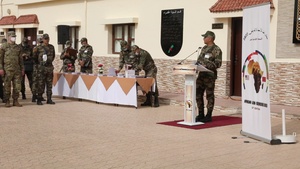 Moroccan, Tunisian, Ghanaian and Chadian service members gather for their graduation ceremony during African Lion 2022