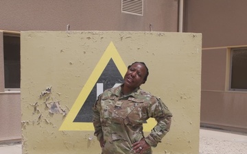 Master Sgt. Angel Love-Shorter gives a shoutout to the Washington Nationals from Qatar
