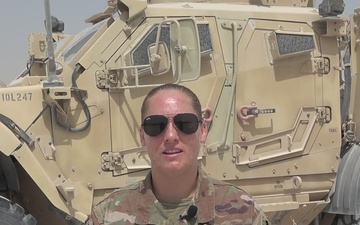 Senior Airman Lorie Ledoux gives a shoutout to the Washington Nationals from Qatar