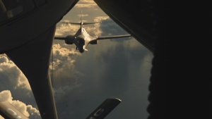 B-1B Lancer Aerial Refuel Over Pacific Ocean