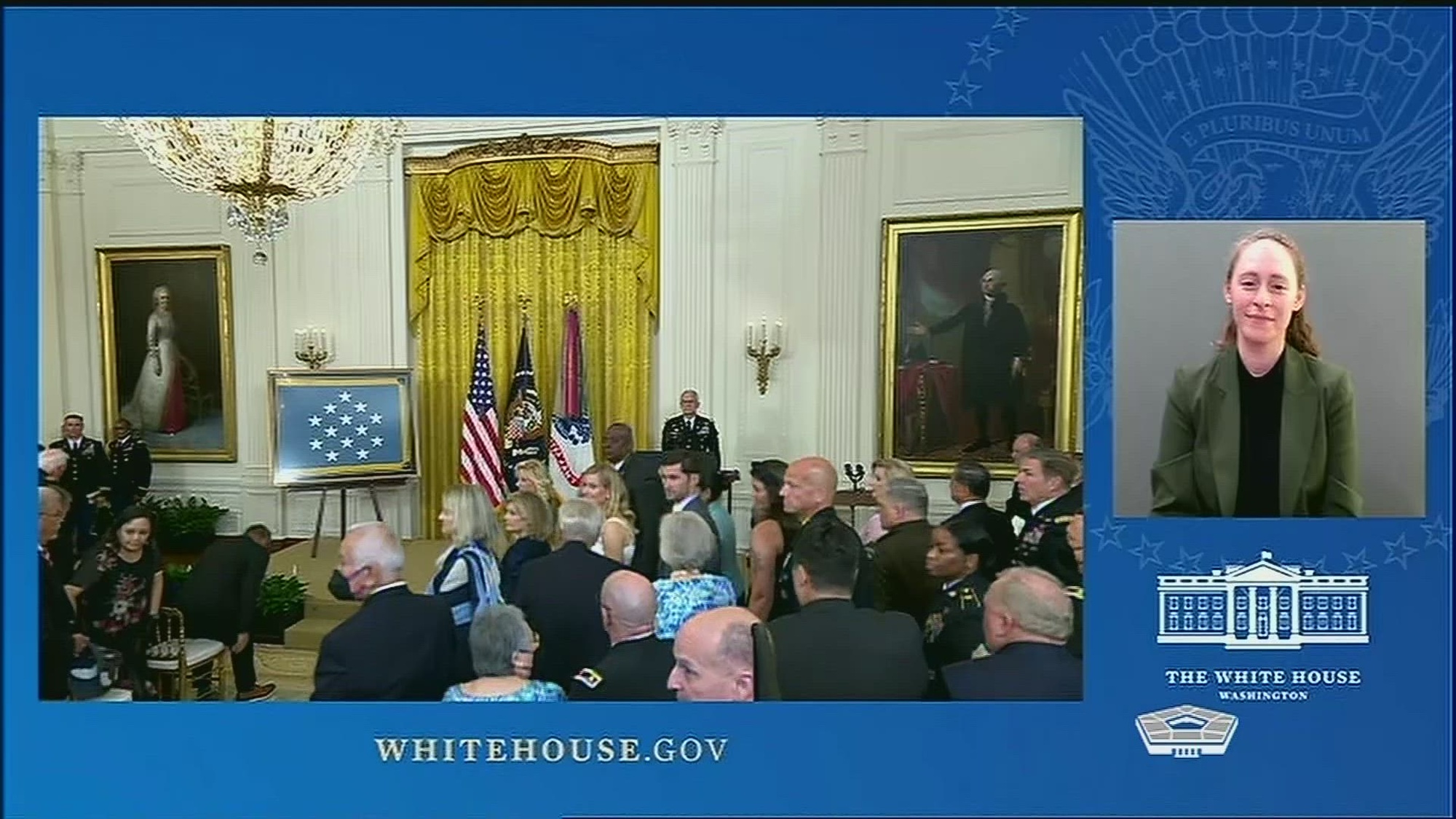 View of an audience in a White House room. 