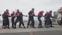 Sailors Aboard USS Dewey (DDG 105) Conduct Replenishment-at-Sea with USNS Cesar Chavez (T-AKE-14)