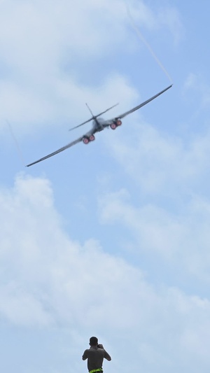Bomber Task Force Takes Off from Andersen Air Force Base Vertical B-Roll