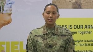 Lt. Col. Teah Karamath Speaks to the 9th MSC about Suicide Prevention