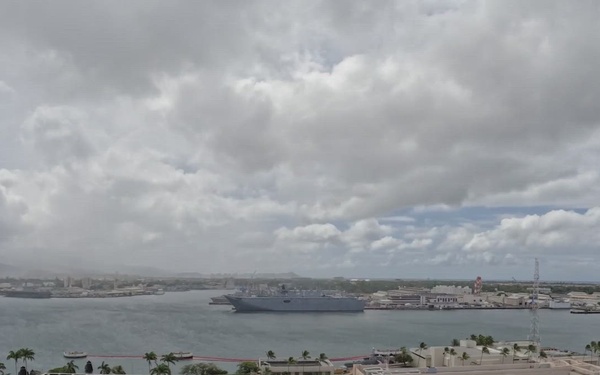 Time-lapse of USS Abraham Lincoln (CVN 72) Departing Pearl Harbor