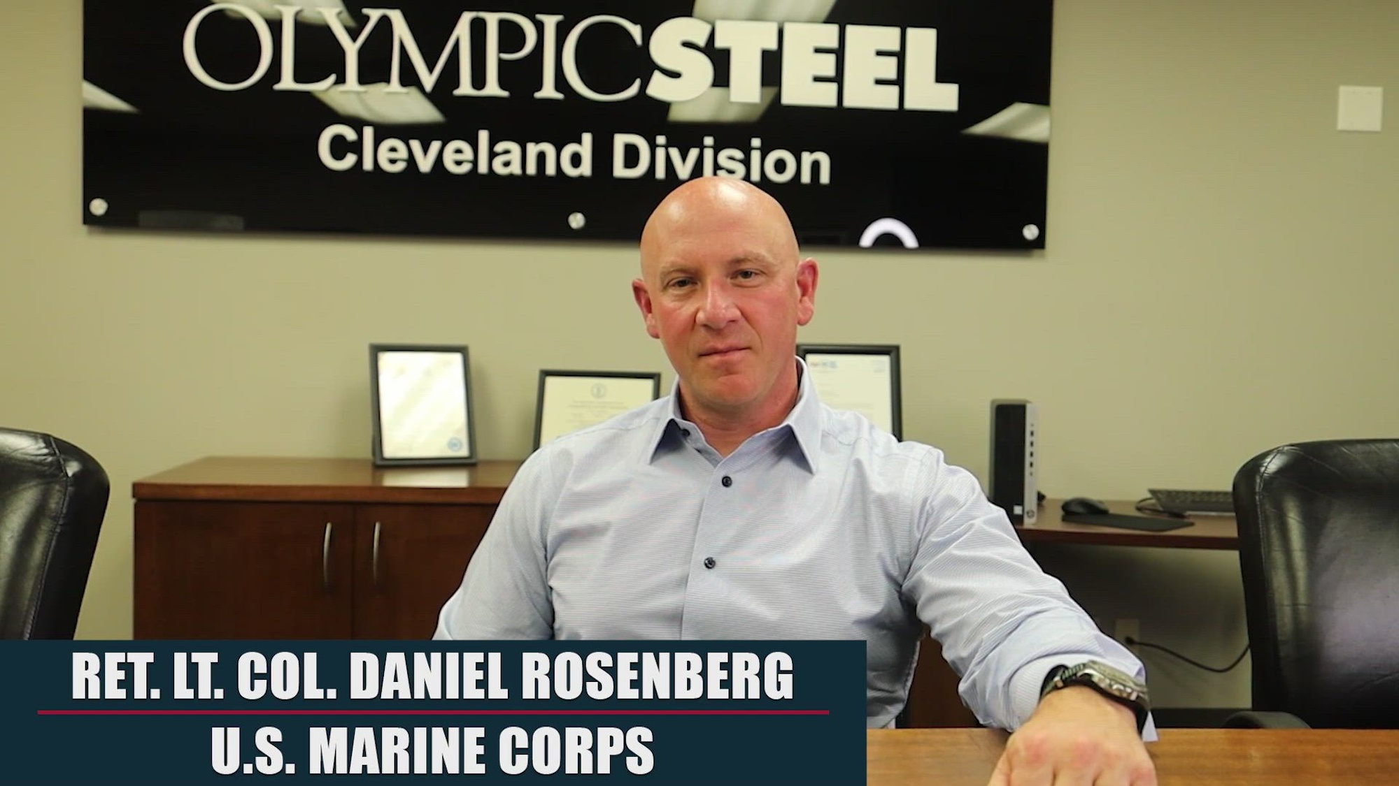 Retired U.S. Marine Corps Lt. Col. Daniel Rosenberg speaks about his transition from the Marine Corps. Rosenberg is now the director of Integration and Organizational Development at Olympic Steel, headquartered in Cleveland, OH. (U.S. Marine Corps video by Sgt. Nello Miele)