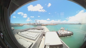 RSS Intrepid slipping off from Pearl Harbor