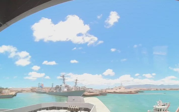 RSS Intrepid slipping off from Pearl Harbor