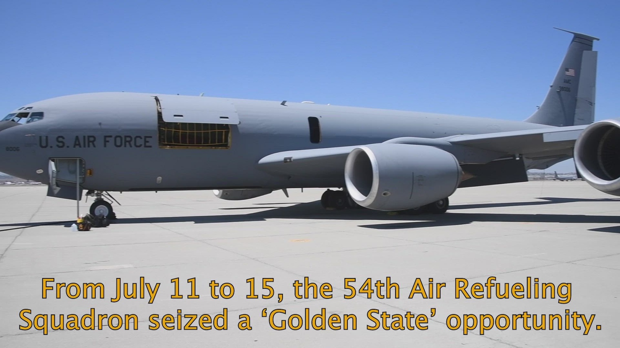 Airmen from the 54th Air Refueling Squadron at Altus Air Force Base, Oklahoma, provided air refueling to multiple F-16 Fighting Falcons from the 310th Fighter Squadron at Luke Air Force Base, Arizona, at March Air Reserve Base, California, July 11-15, 2022. U.S. Air Force video by Airman 1st Class Trenton Jancze)