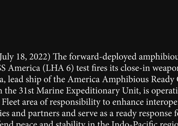 USS America Tests Close-in Weapon System