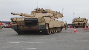 U.S. Army vehicles arrive in Antwerp-Bruges for rotational deployment