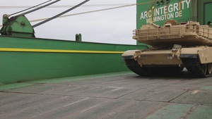 U.S. Army vehicles arrive in Antwerp-Bruges for rotational deployment