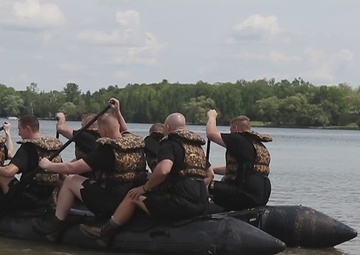 B-Roll - 2-107th CAV conducts zodiac water confidence training at Northern Strike