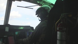 Marines with Marine Light Attack Helicopter Squadron (HMLA) 167 perform a familiarization flight