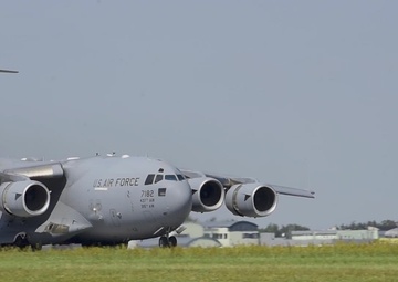 F-22 and C-17 Arrival to 32nd Tactical Air Base in Łask, Poland