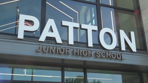 b-roll of Patton Junior High School ribbon cutting