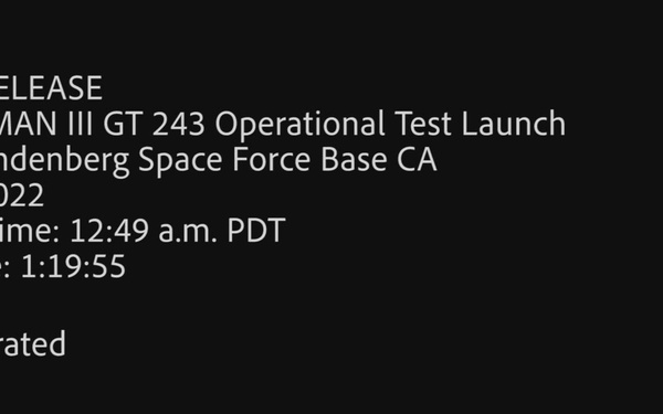 GT243 Launches from Vandenberg