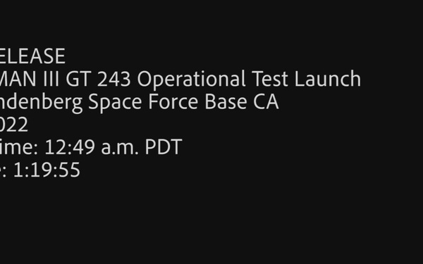 GT243 Launches from Vandenberg