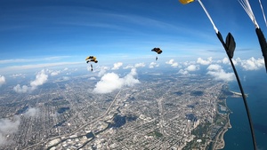 The U.S. Army Parachute Team jumps for the Chicago Air and Water Show