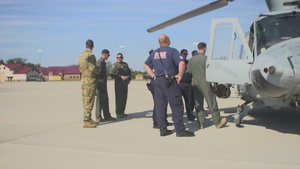 Marines with Marine Light Attack Helicopter Squadron (HMLA) 167 meet with Alpena Combat Readiness Training Center Emergency Services
