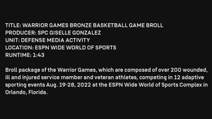 2022 DoD Warrior Games Wheelchair Basketball Bronze B-Roll