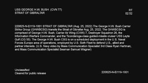 George H.W. Bush Carrier Strike Group transits the Strait of Gibraltar