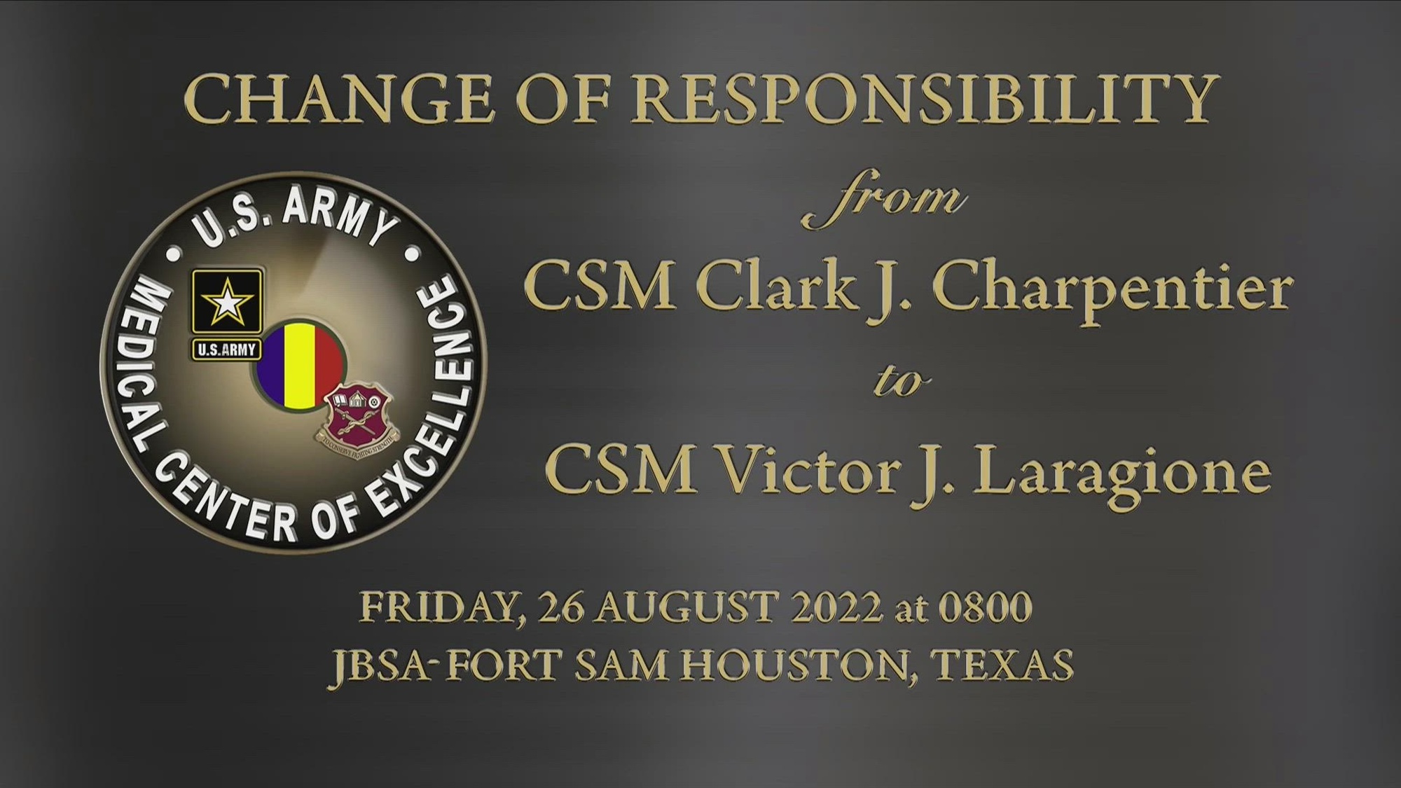 U.S. Army Command Sgt. Maj. Clark J. Charpentier MEDCoE Command