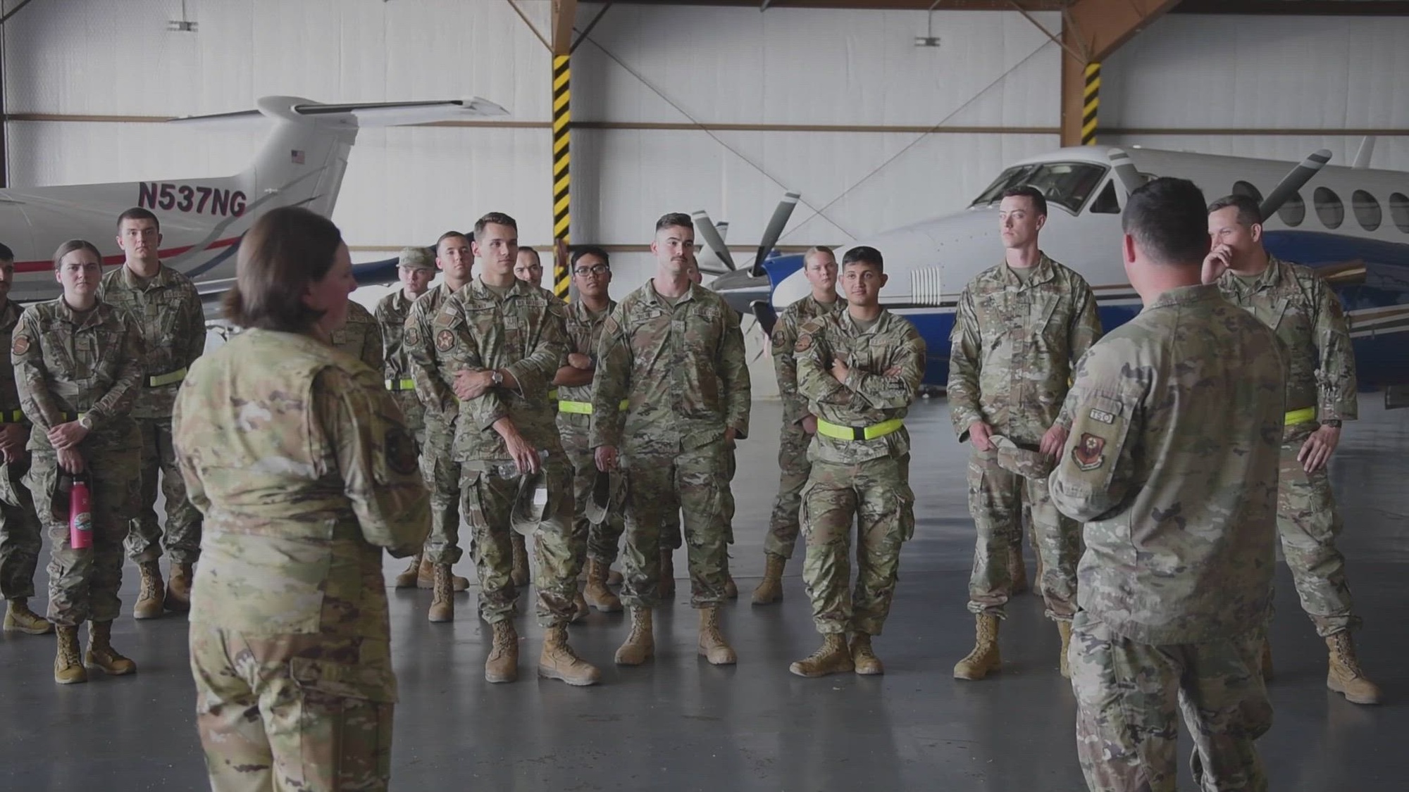 Goodfellow Air Force Base intelligence, surveillance, and reconnaissance instructors and students traveled to San Angelo Regional Airport-Mathis Field, to gain first-hand exposure with the MC-12W and interact with its crew members Aug. 24, 2022.