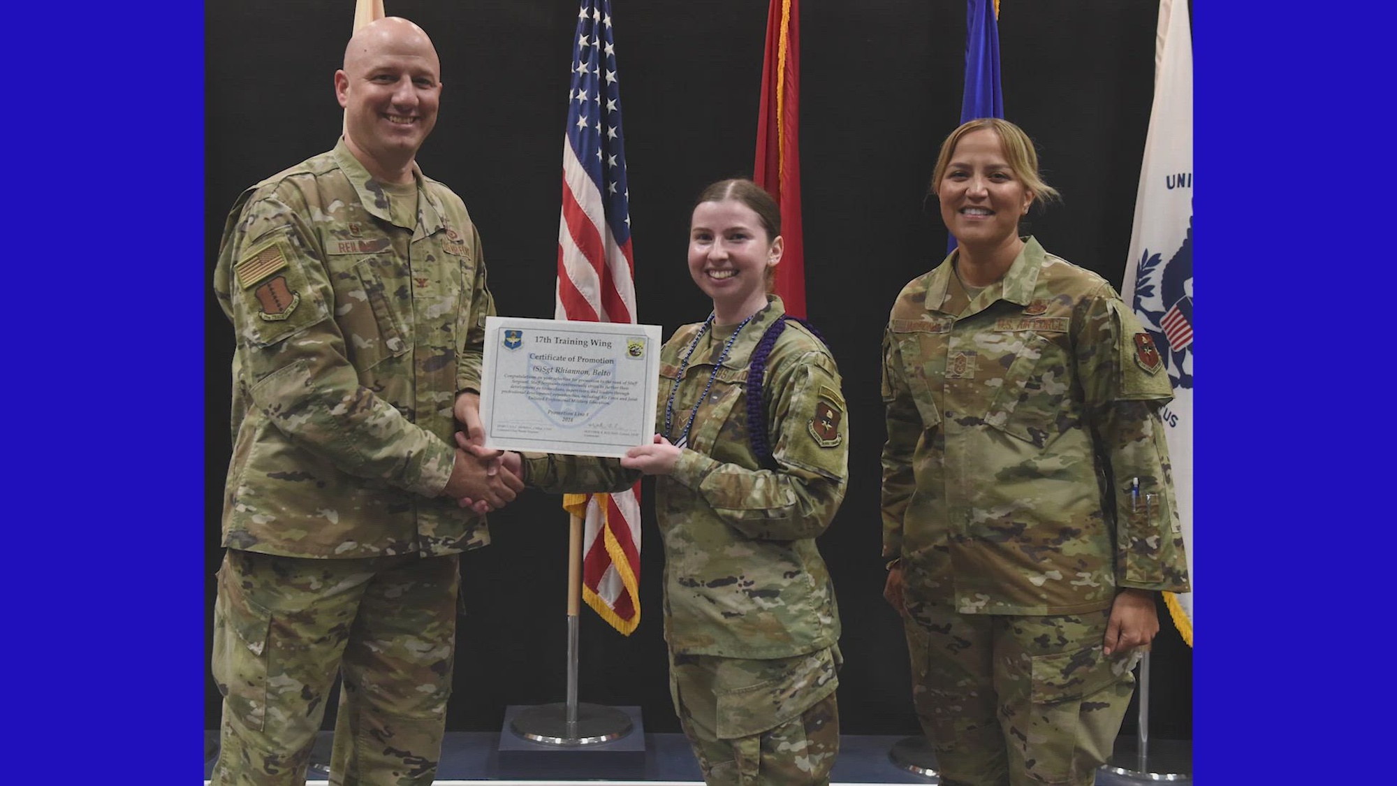 Members of the 17th Training Wing came together to celebrate its newest staff sergeant selects during the Staff Sergeant Release Party at the Powell Event Center!