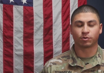 Sgt. Eric Townsdin shouts-out the Kansas City Royals