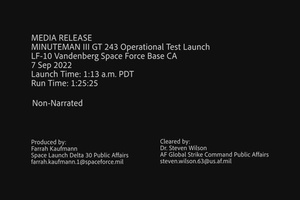 GT 244 Launches from Vandenberg Video - Non Narrated