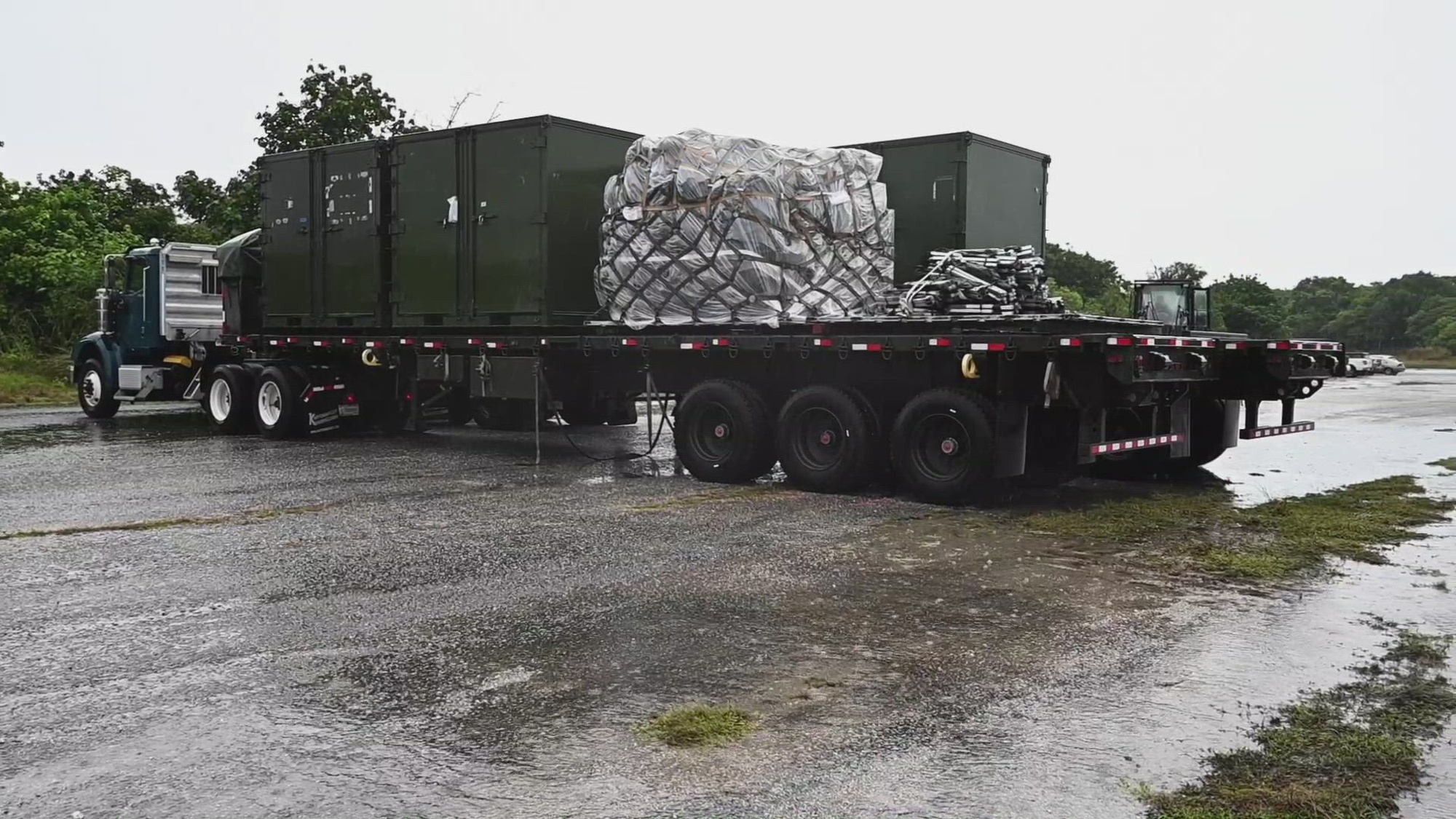 U.S. Air Force Airmen assigned to the 36th Contingency Response Group compete in a logistics rodeo during an Operational Readiness Exercise at Northwest Field, Guam, Sept. 14, 2022. The rodeo involved two teams being timed as they downloaded and reuploaded palletized cargo while receiving grades for the placement of the cargo and penalties for safety infractions. U.S. Air Force Staff Sgt. Karrie Schneider, 36th Contingency Response Squadron aerial port journeyman, and the 36th Logistics Readiness Squadron developed the exercise to test airfield operations and port capabilities to get the required training to maintain proficiency for expeditionary airfield operations.