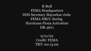 DHS Secretary Mayorkas visits FEMA Headquarters for Hurricane Fiona