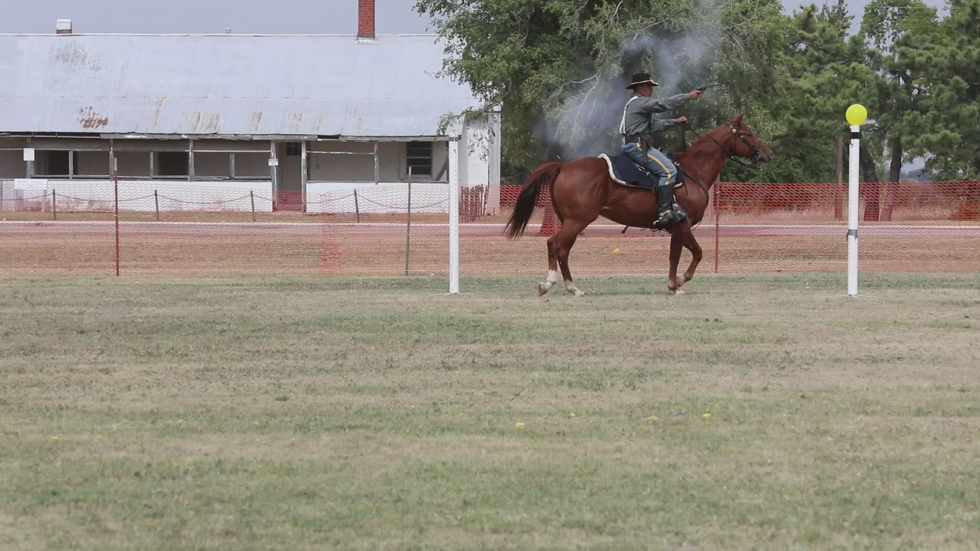 The 4th Infantry Division Mounted Color Guard compete in the U.S. National Cavalry Competition in El Reno, Oklahoma Sept. 24, 2022. The U.S. National Cavalry Competition has been a yearly event that tests rider’s skills in multiple categories. (U.S. video by Spc. Brenda Salgado, 14th Public Affairs Detachment)