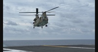 U.S. Army Chinooks Conduct Deck Landings on USS Ronald Reagan (CVN 76) Clean B-Roll