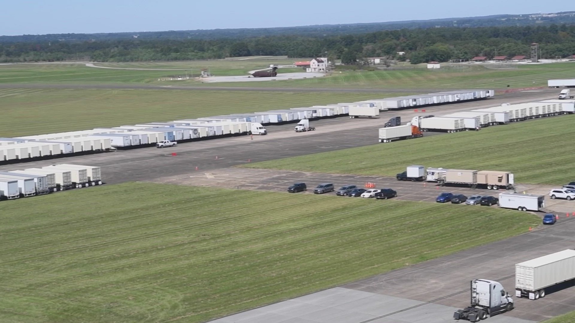 Equipment and supplies for the Federal Emergency Management Agency and the Defense Logistics Agency continue to arrive at Maxwell Air Force Base, Alabama, Sept. 27, 2022. The installation is an established Incident Support Base and is used to pre-position equipment and personnel to rapidly deploy to areas that may be affected by Hurricane Ian.