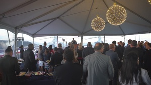 Distinguished guests attend a reception on the flight deck of Harper’s Ferry-class amphibious dock landing ship USS Harper’s Ferry (LSD 49) as part of San Francisco Fleet Week (SFFW) 2022, Oct. 5, 2022.