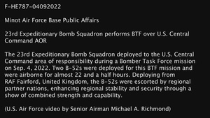 23rd Expeditionary Bomb Squadron Performs BTF Over USCENTCOM Area of Responsibility