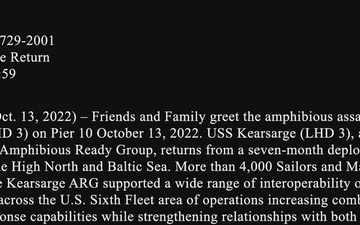 USS Kearsarge Returns to Naval Station Norfolk