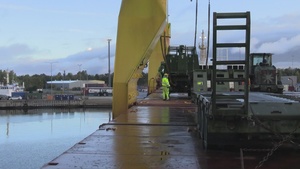 Combat Logistics Battalion 6 offloads equipment in preparation for Freezing Winds 22