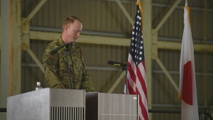 Lt. Col. Kelly delivers remarks at the 319th ERS Assumption of Command Ceremony