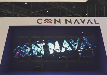 Sailors assigned to the George H.W. Bush Carrier Strike Group attend the EURONAVAL Trade Show