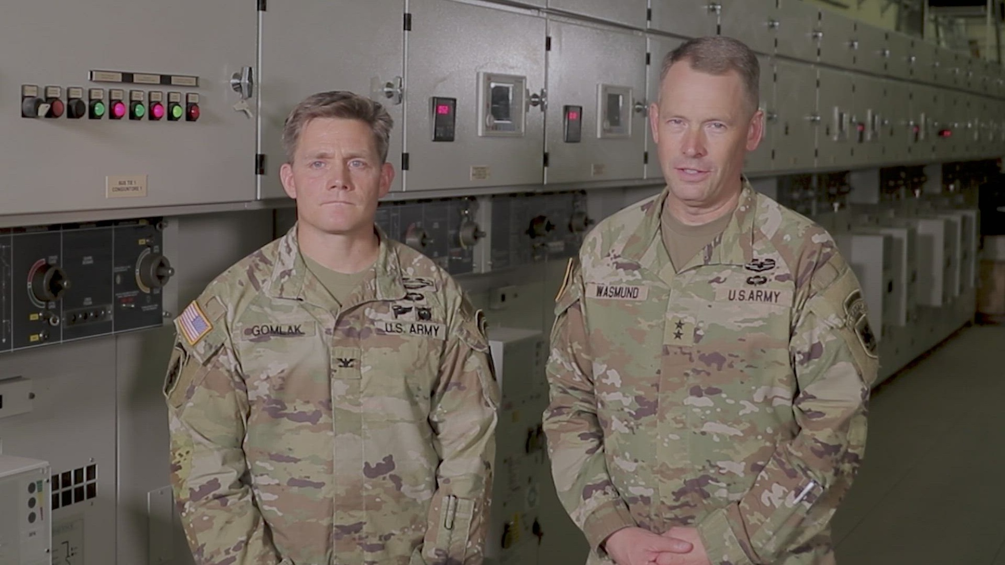 Maj. Gen. Todd R. Wasmund, U.S. Army Southern European Task Force, Africa (SETAF-AF), commanding general, and U.S. Army Garrison Italy Commander Col. Matthew Gomlak brief the current utilities situation facing the Vicenza Military Commuinity.  (U.S. Army video by Chris House)