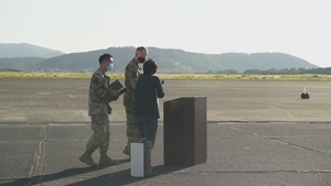 Lt. Col Kelly delivers remarks at 319 ERS Demonstration Flight