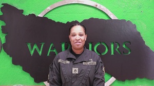 Sgt. 1st Class Lakeshia Smith sends a shoutout to her family
