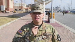 Private First Class Martinez gives a holiday greeting to family